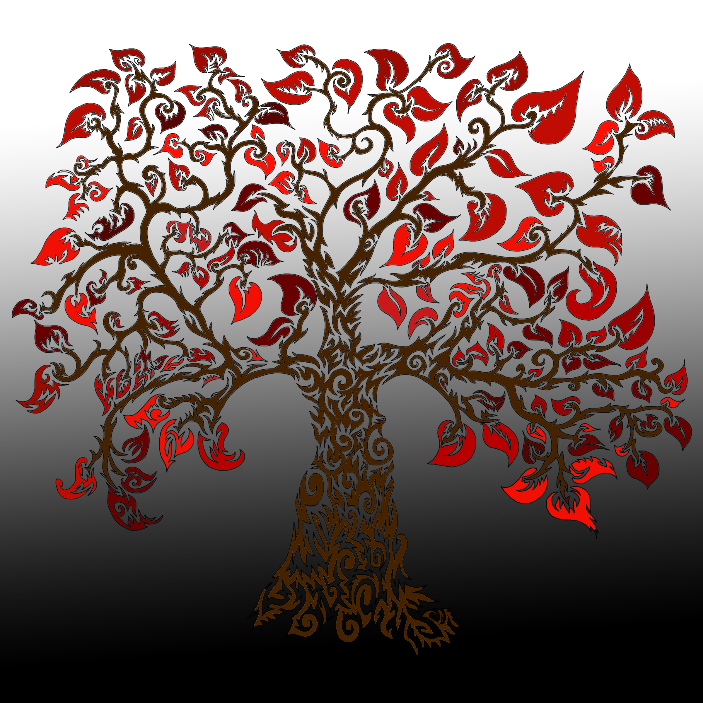 red tree black and white background Rachael DeNale